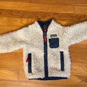 Patagonia Baby Retro-X Cream Fleecewith Blue Trim